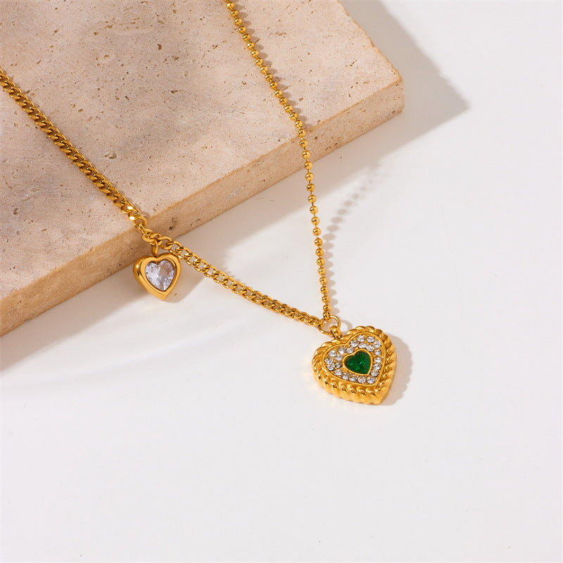 Double Heart Pendant Necklace