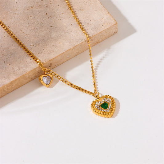 Double Heart Pendant Necklace