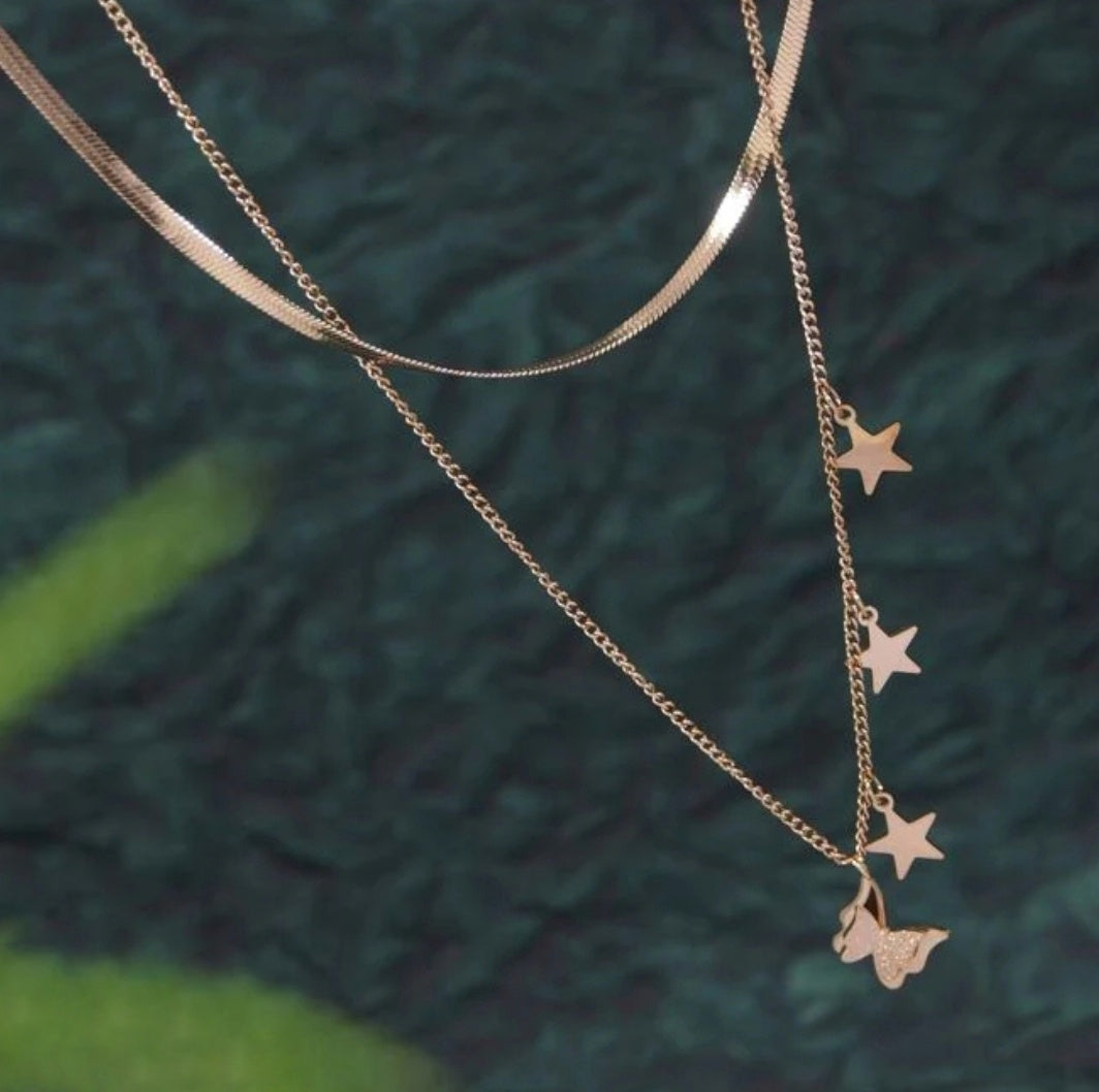 Star Link Butterfly Pendant Necklace