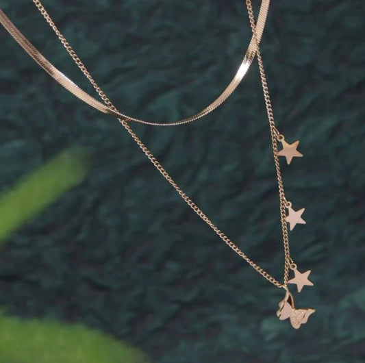 Star Link Butterfly Pendant Necklace