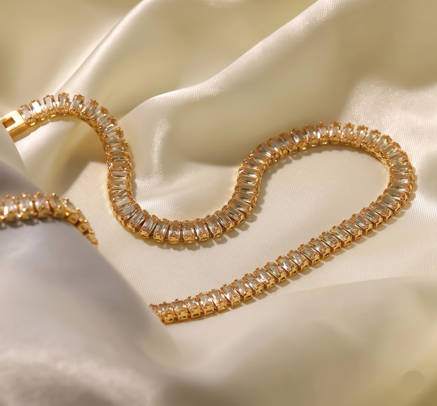 Close up of Champagne Zircon Tennis Choker Necklace