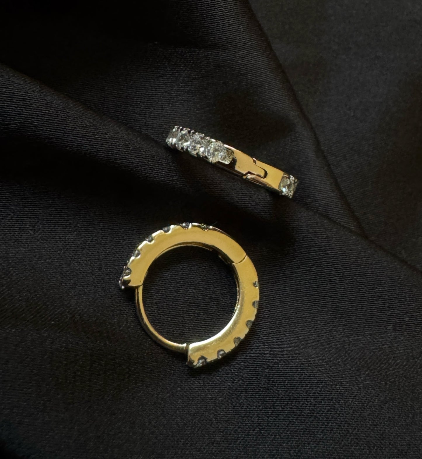 Rose Gold Plated Thin Cubic Zirconia Hoops