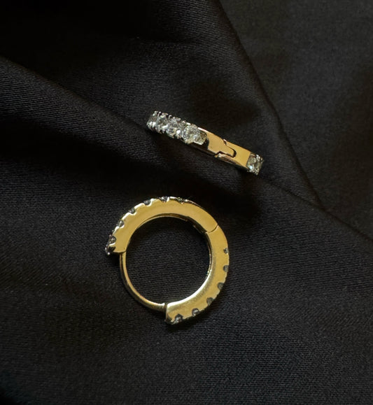 Rose Gold Plated Thin Cubic Zirconia Hoops