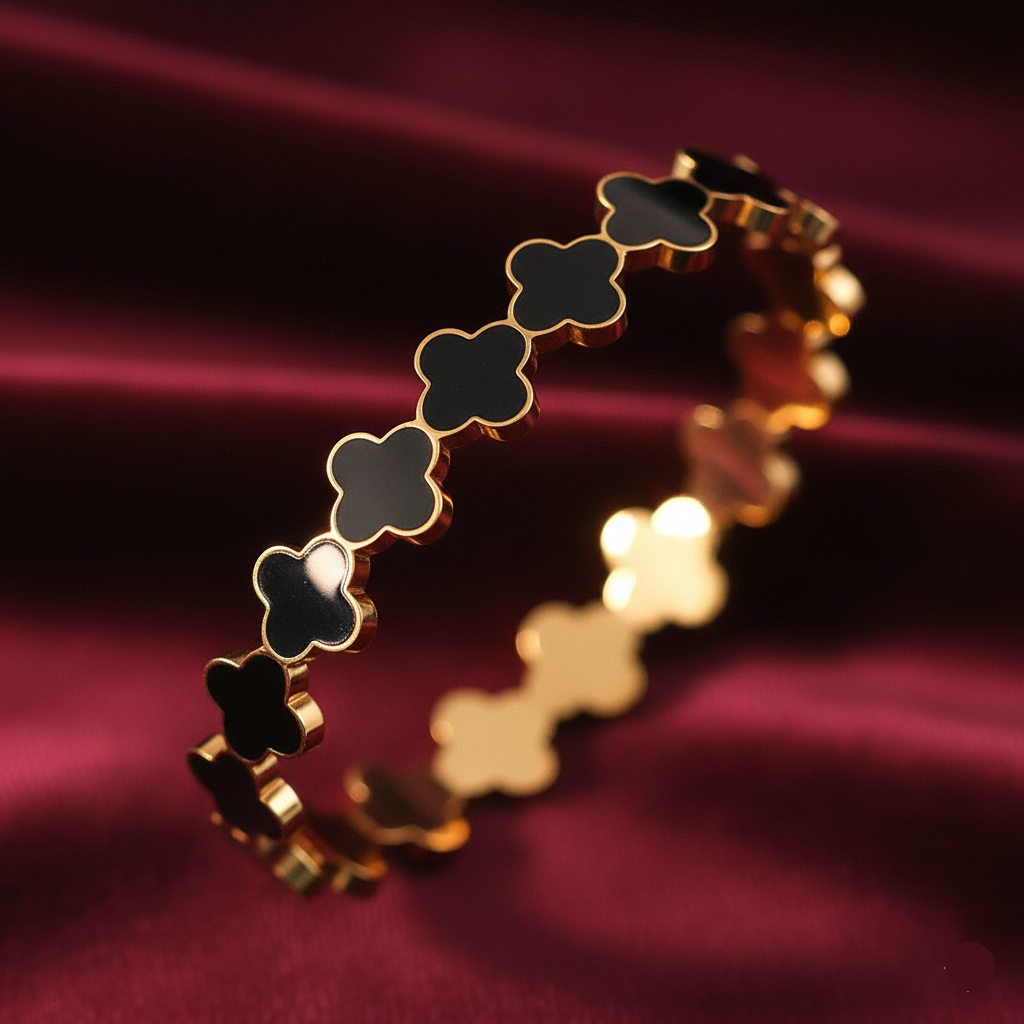 Black Clover Bangle Bracelet