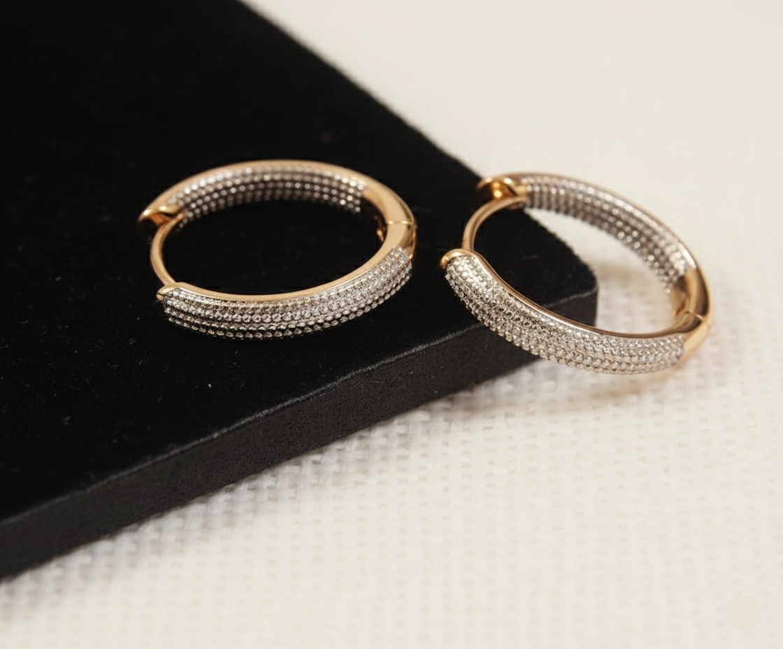 Rose Gold Plated Sleek Cubic Zirconia Earring