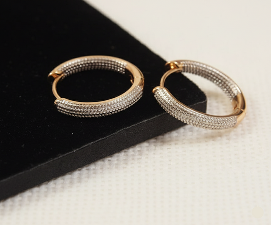 Rose Gold Plated Sleek Cubic Zirconia Earring