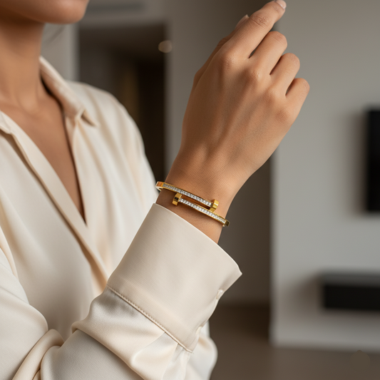 Stainless Steel Studded Nail Bracelet