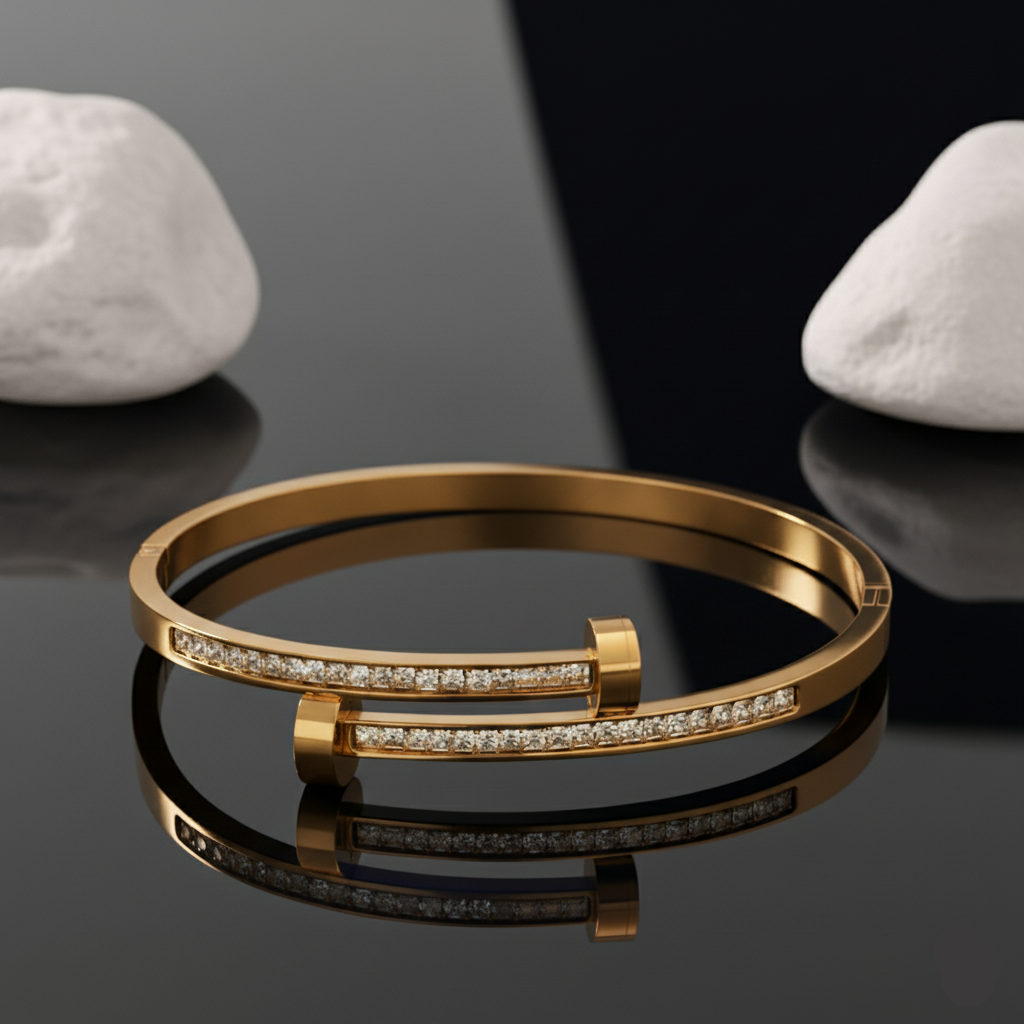 Studded Luxe Nail Bracelet – 18K Gold Plated