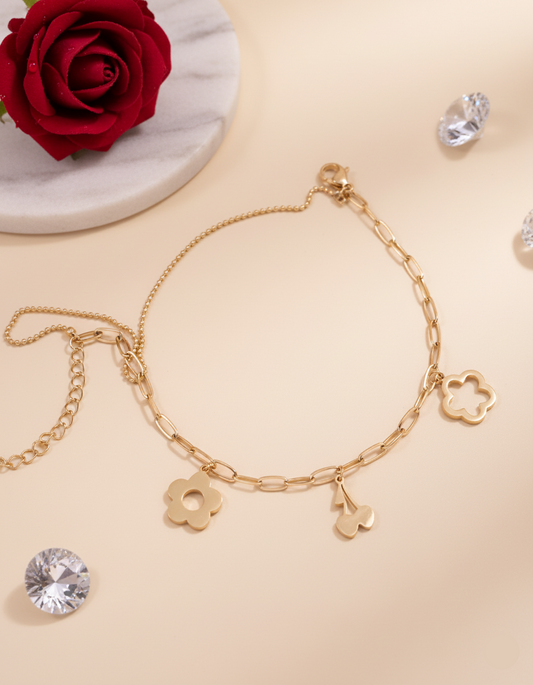 Cherry Floral Bracelet – Rose Gold Plated