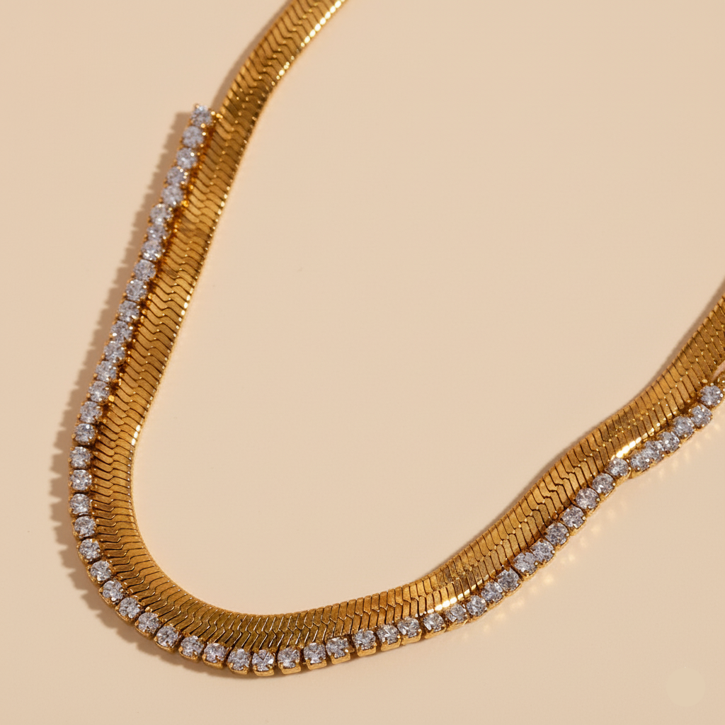 Snake Chain with Studded Stone