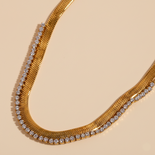 Snake Chain with Studded Stone