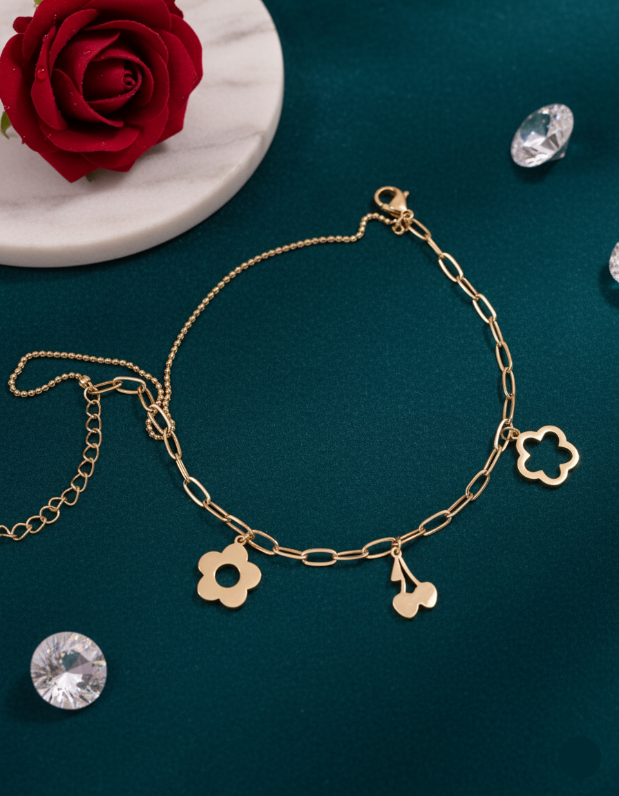 Cherry Floral Bracelet – Rose Gold Plated