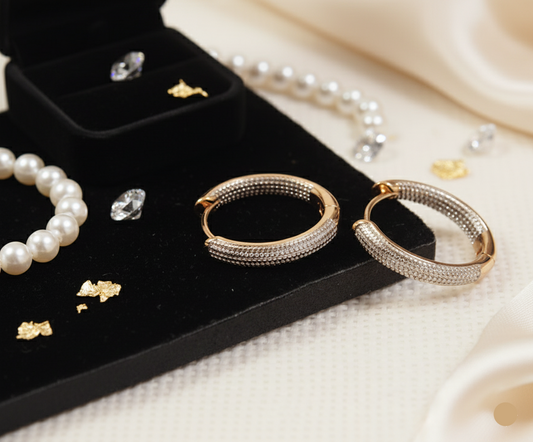 Rose Gold Plated Sleek Cubic Zirconia Earring
