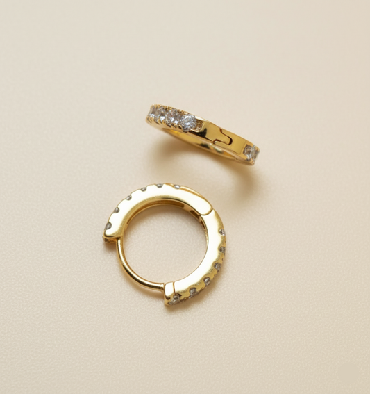 Rose Gold Plated Thin Cubic Zirconia Hoops