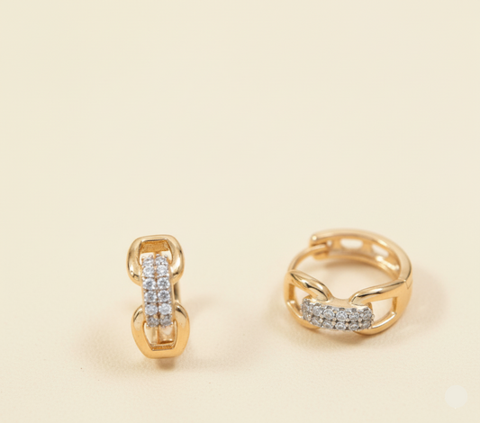 Rose Gold Plated Chain Linked Cubic Zirconia Earring