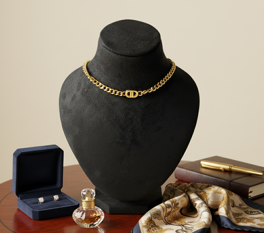Cuban Link Chain Choker Initials Necklace