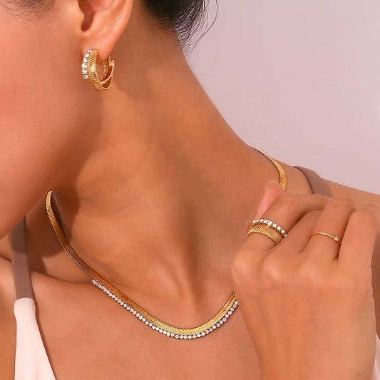 Snake Chain with Studded Stone