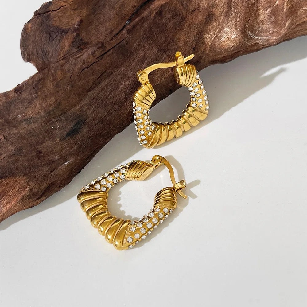Chunky Square Zircon Hoop Earring