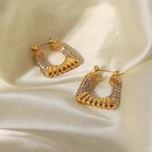 Chunky Square Zircon Hoop Earring