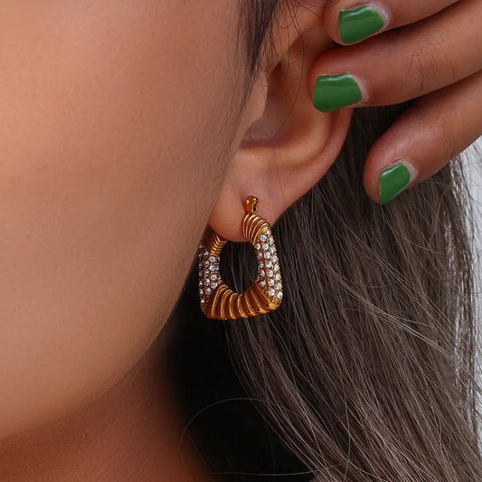 Chunky Square Zircon Hoop Earring