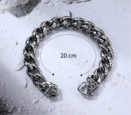 Mens Heavy Cuban Statement Bracelet with Measurements