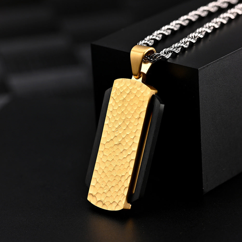 CLose up of Mens Two-Tone Dog Tag Necklace