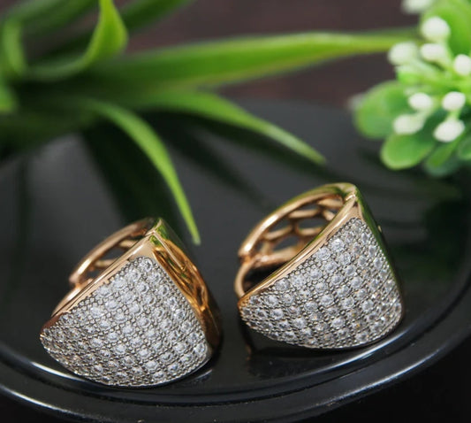 Rose Gold Plated Small Hoops Cubic Zirconia Earring