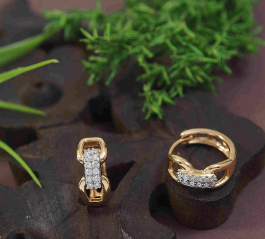 Rose Gold Plated Chain Linked Cubic Zirconia Earring