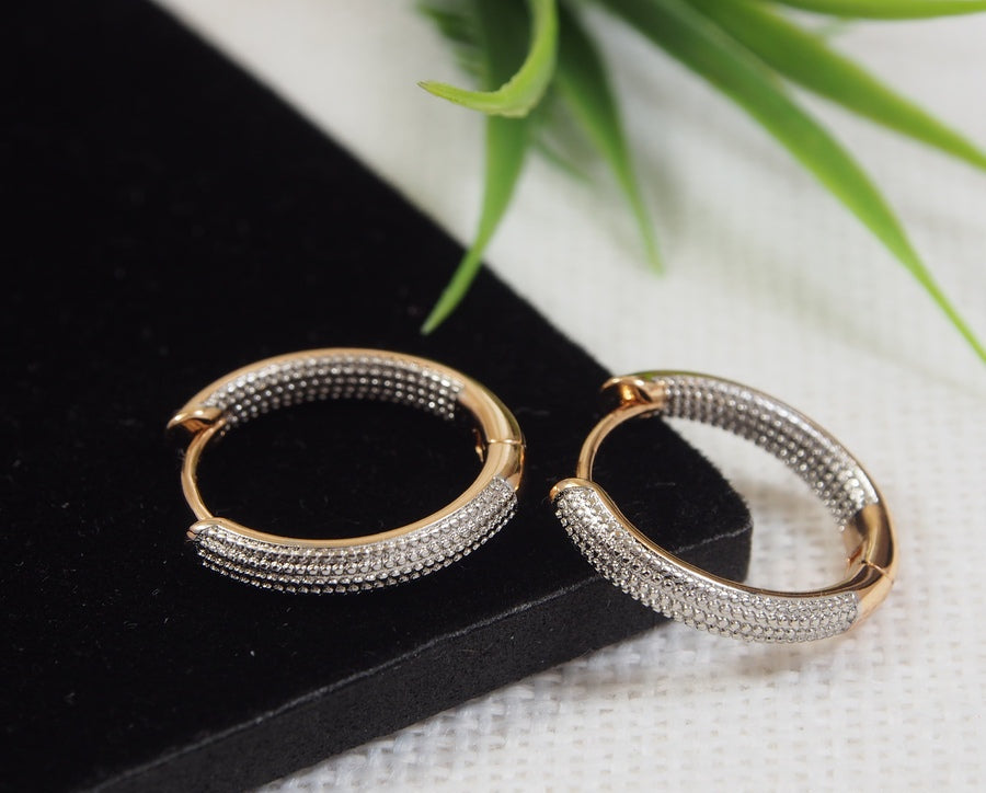 Rose Gold Plated Sleek Cubic Zirconia Earring