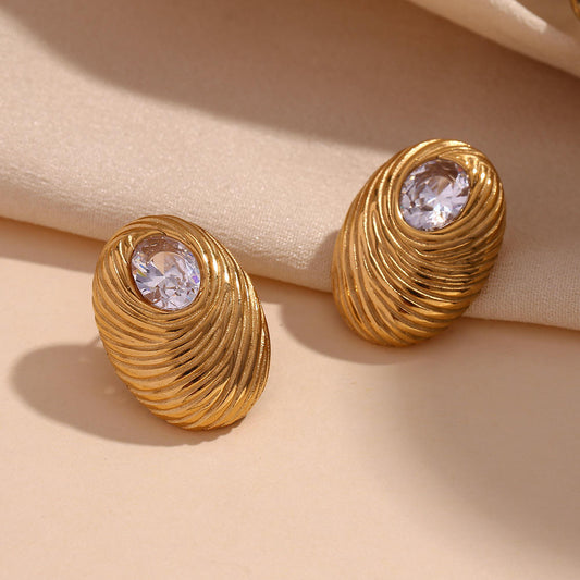 Crystal Oval Stud