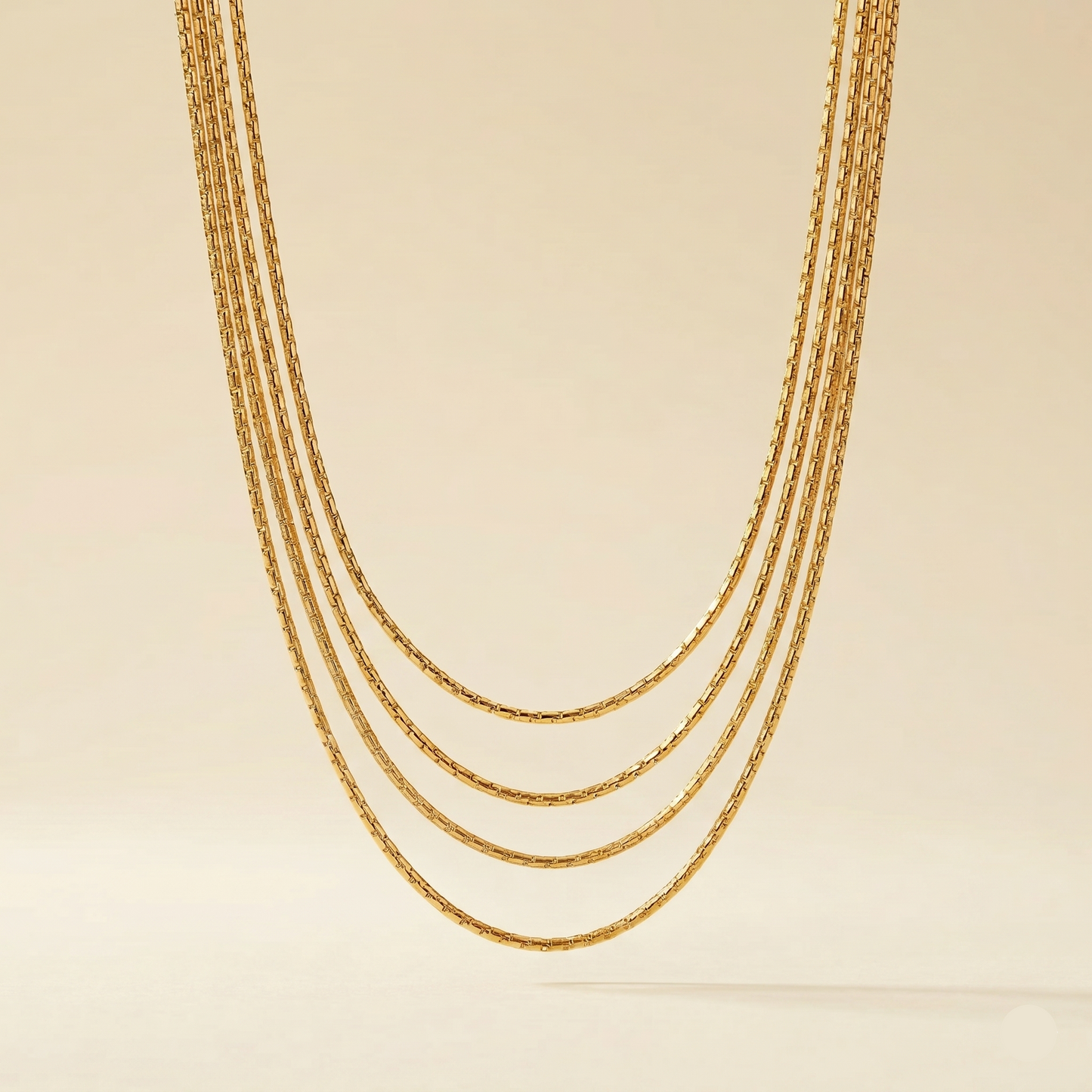 Front View of 4 Layer Sparkle Chain Necklace