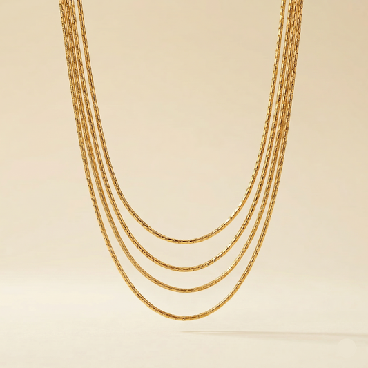Front View of 4 Layer Sparkle Chain Necklace