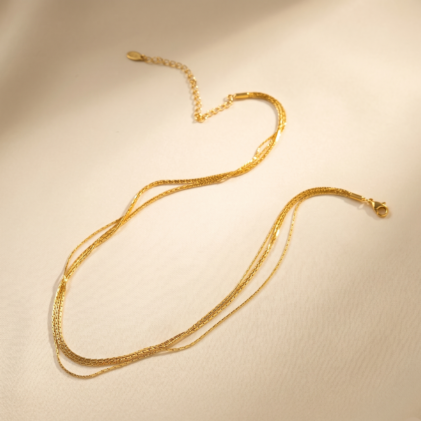 Close up of 4 Layer Sparkle Chain Necklace
