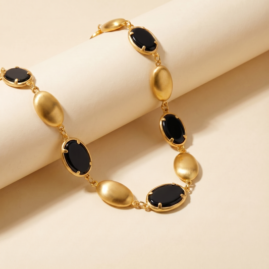 Front view Black Opal Statement Necklace