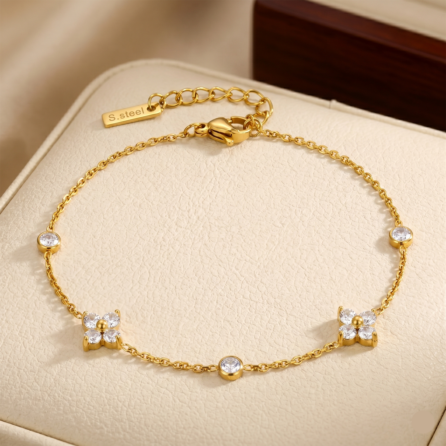 Front View of Crystal Zircon Bracelet by Evoke Jewellery
