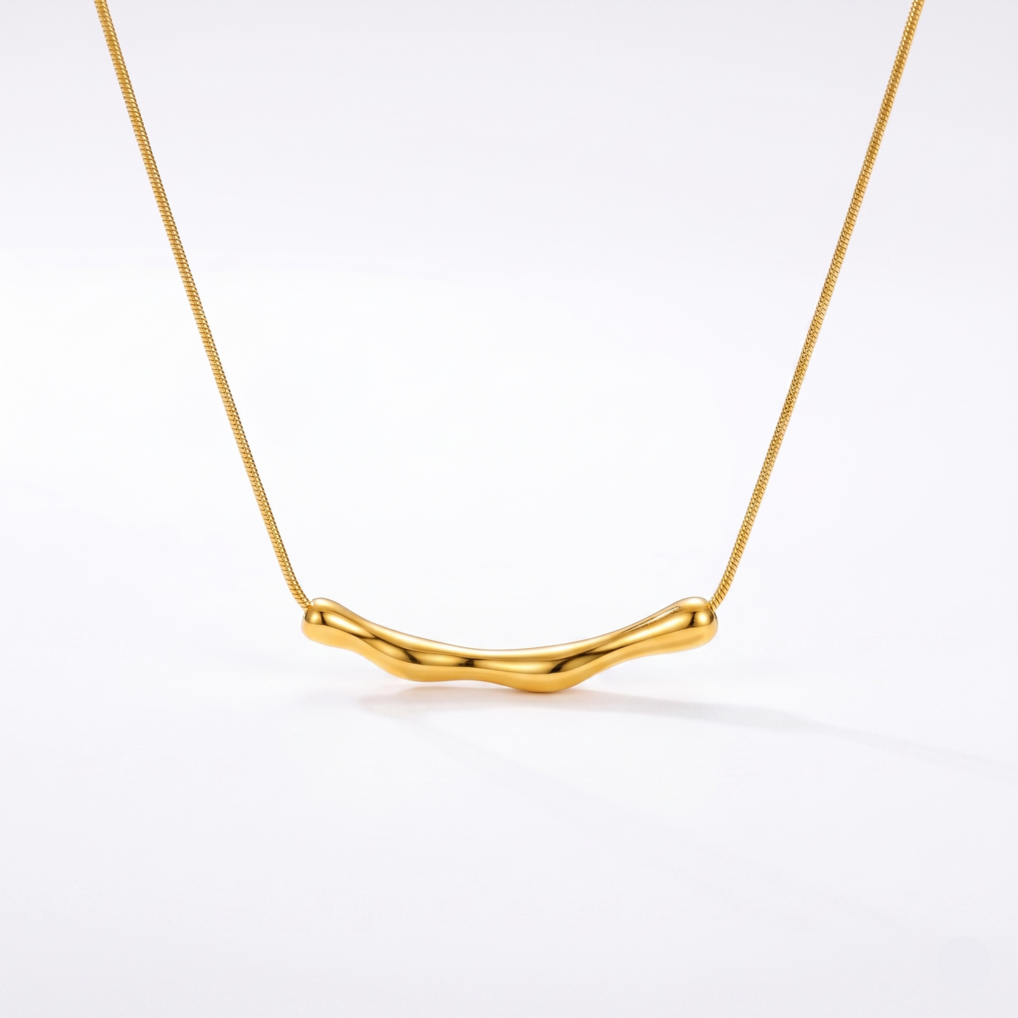 front view of Curved Bar Pendant Necklace by Evoke Jewellery