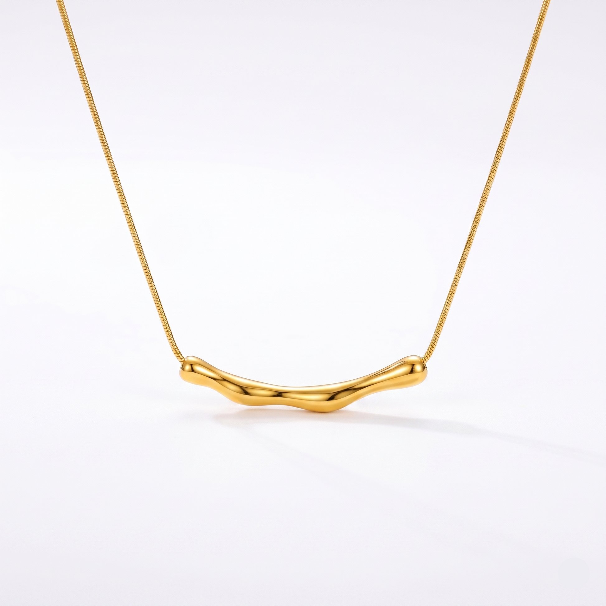 front view of Curved Bar Pendant Necklace by Evoke Jewellery