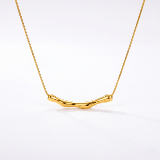 front view of Curved Bar Pendant Necklace by Evoke Jewellery