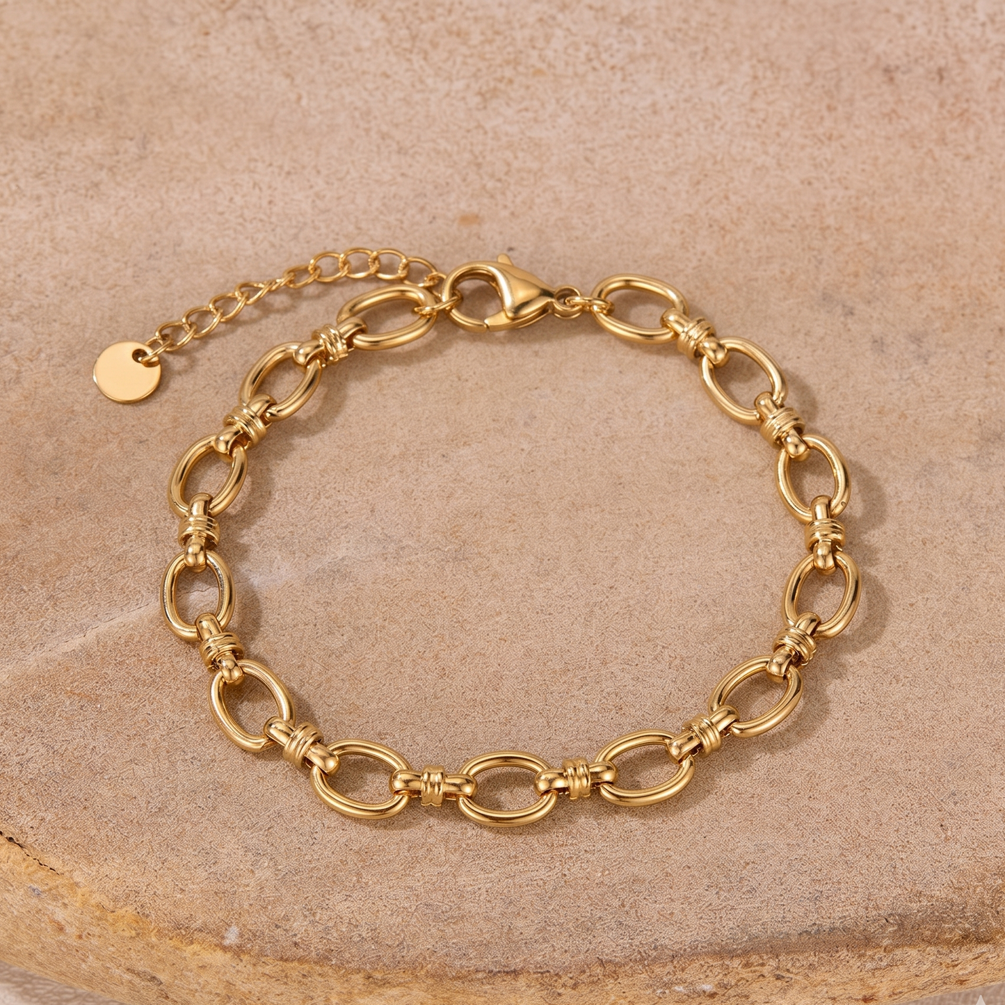 Front View of Gold Mixed Link Bracelet by Evoke Jewellery