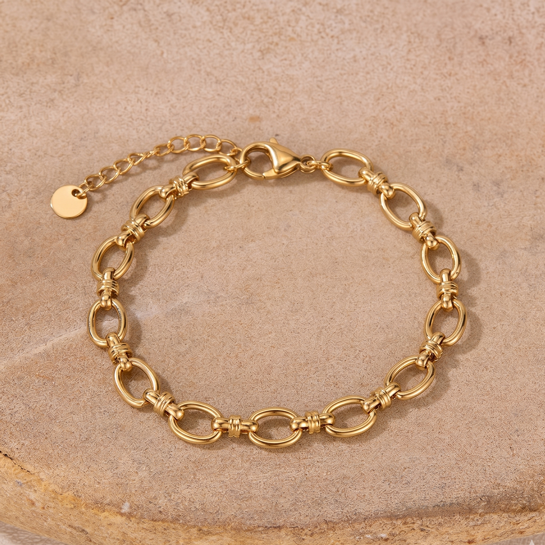 Front View of Gold Mixed Link Bracelet by Evoke Jewellery
