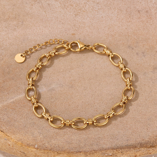 Front View of Gold Mixed Link Bracelet by Evoke Jewellery
