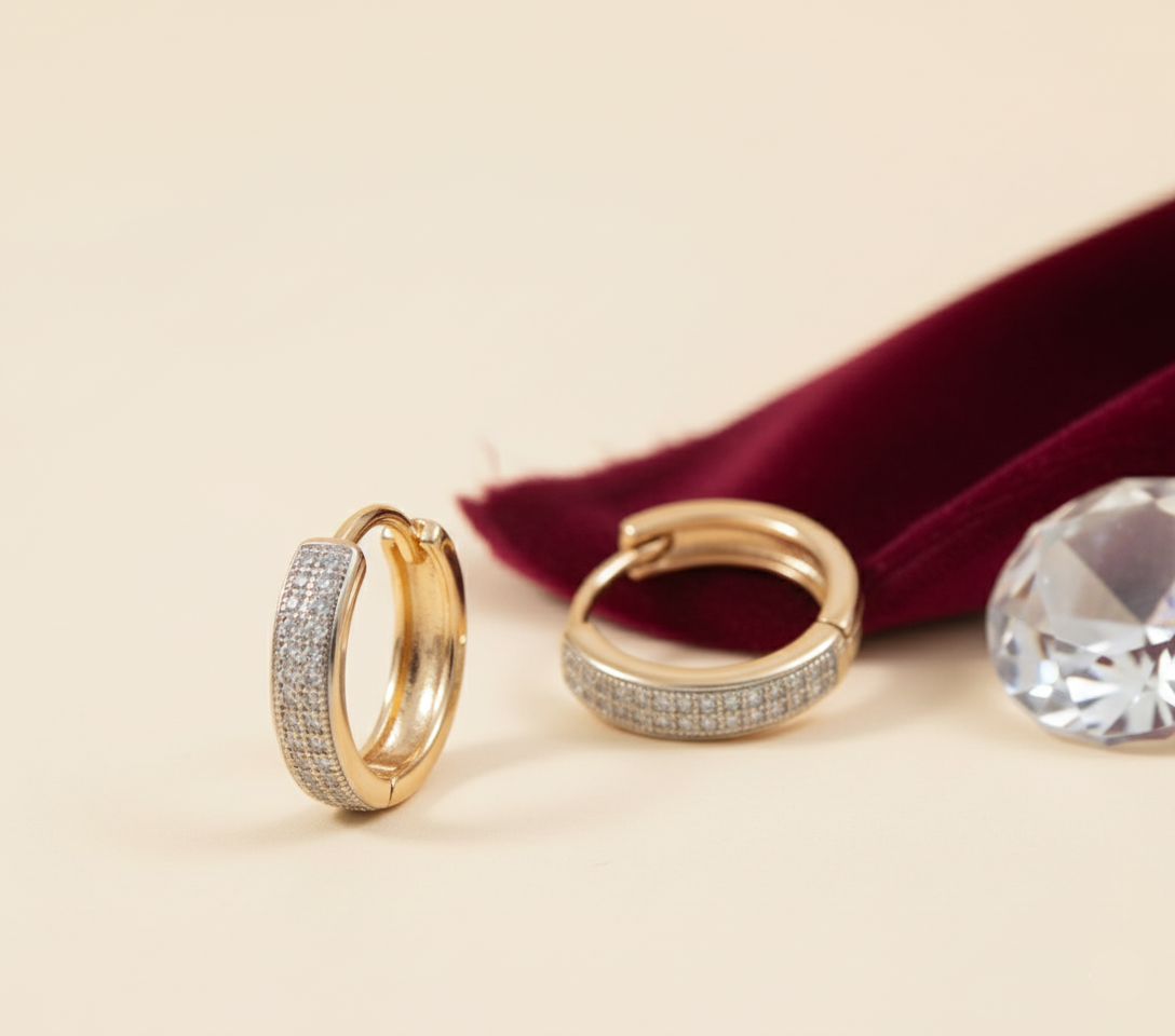 Gold Plated Cubic Zirconia Hoops
