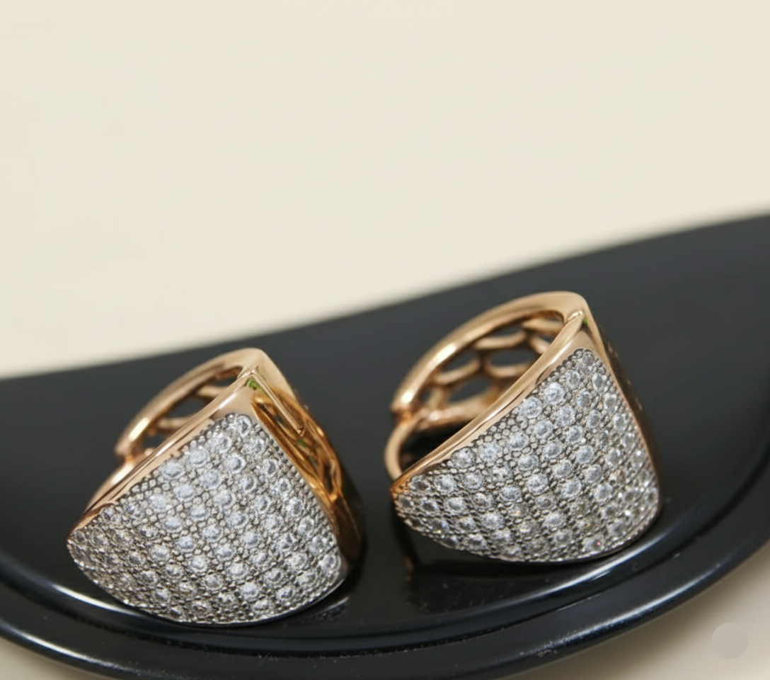 Rose Gold Plated Small Hoops Cubic Zirconia Earring