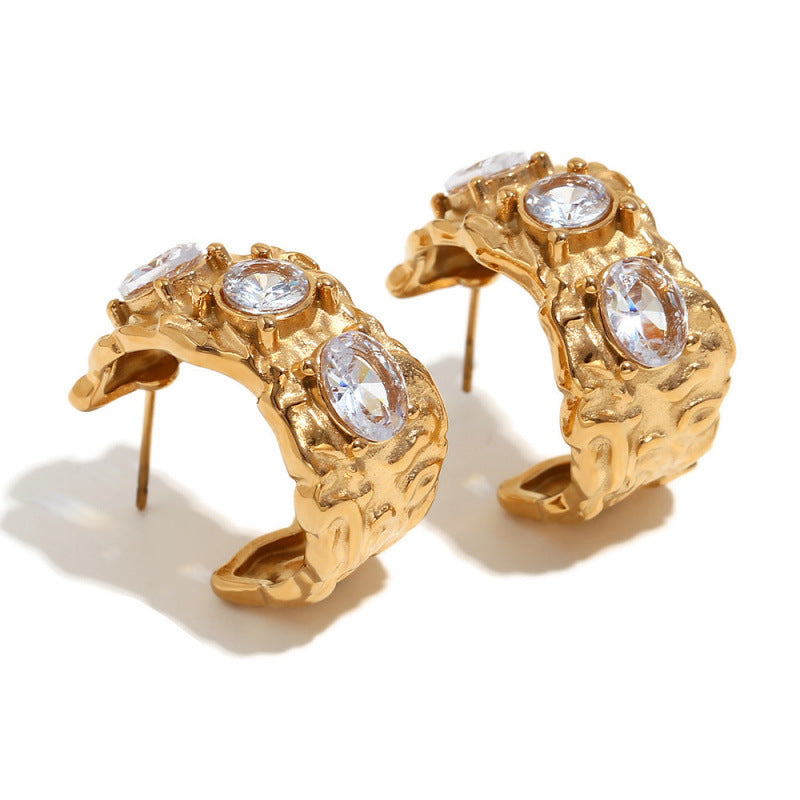 close up of Heritage Crystal Chunky Hoops