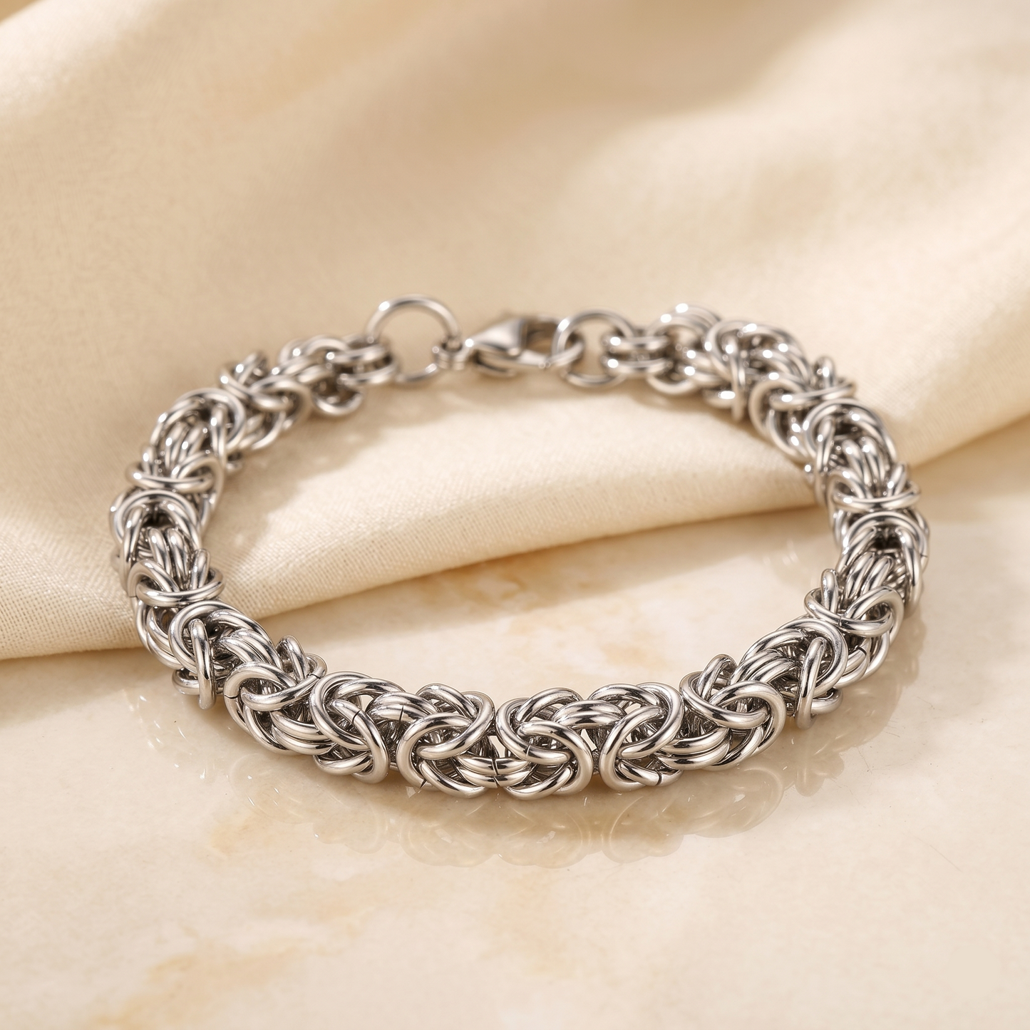 Front View of Mens Byzantine Chain Bracelet by Evoke Jewellery