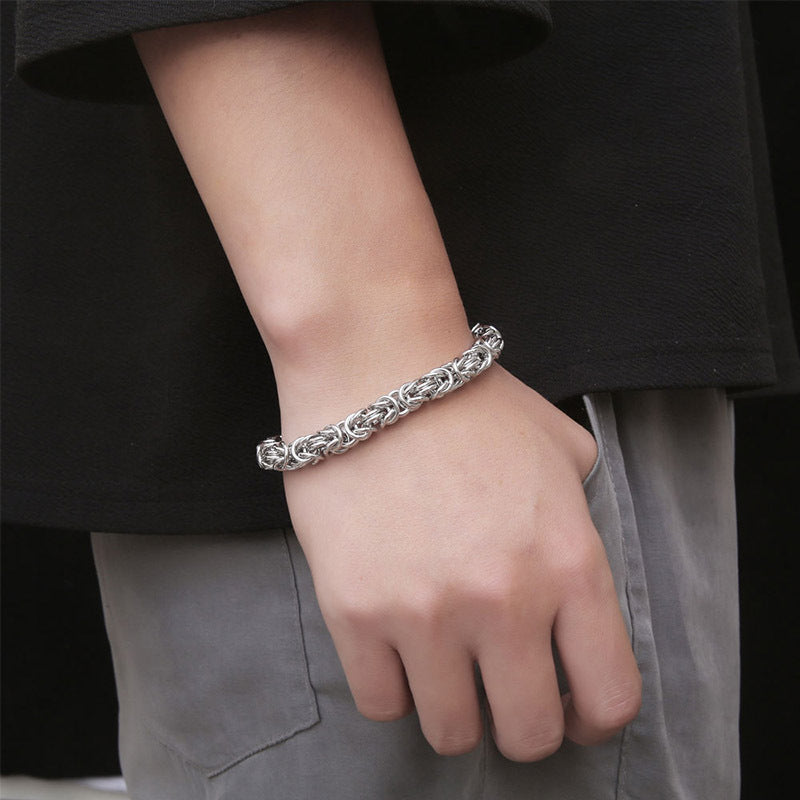 Man Wearing Mens Byzantine Chain Bracelet