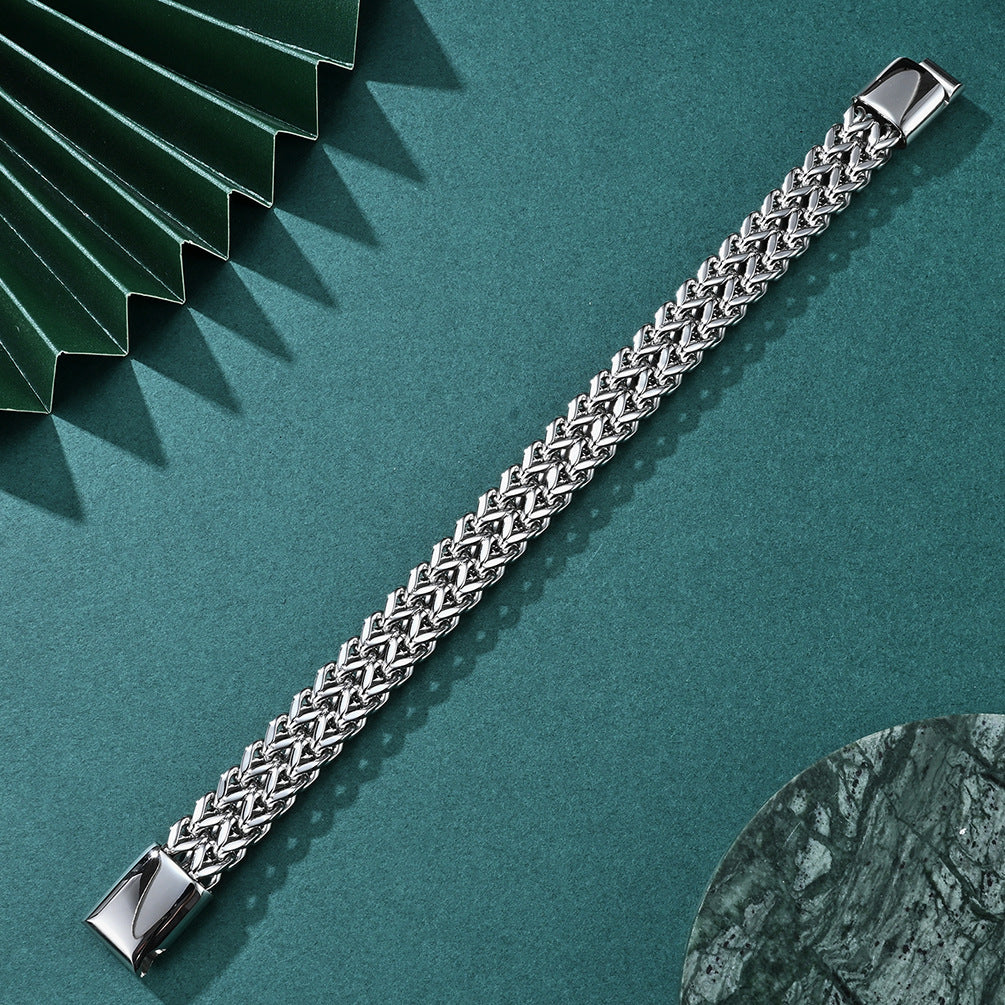 Close up of Mens Double Curb Bracelet