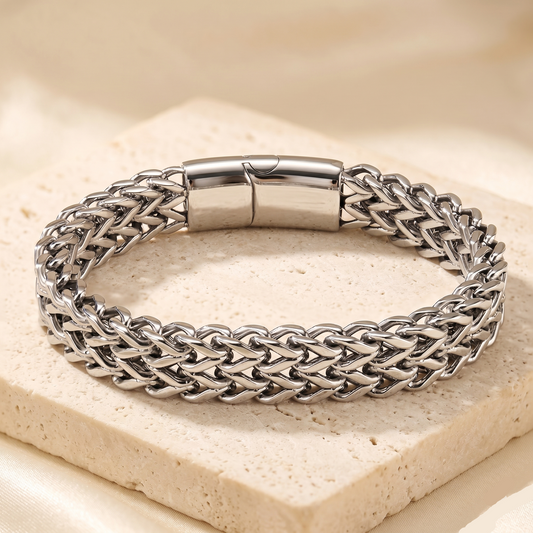 Front View of Mens Double Curb Bracelet by Evoke Jewellery