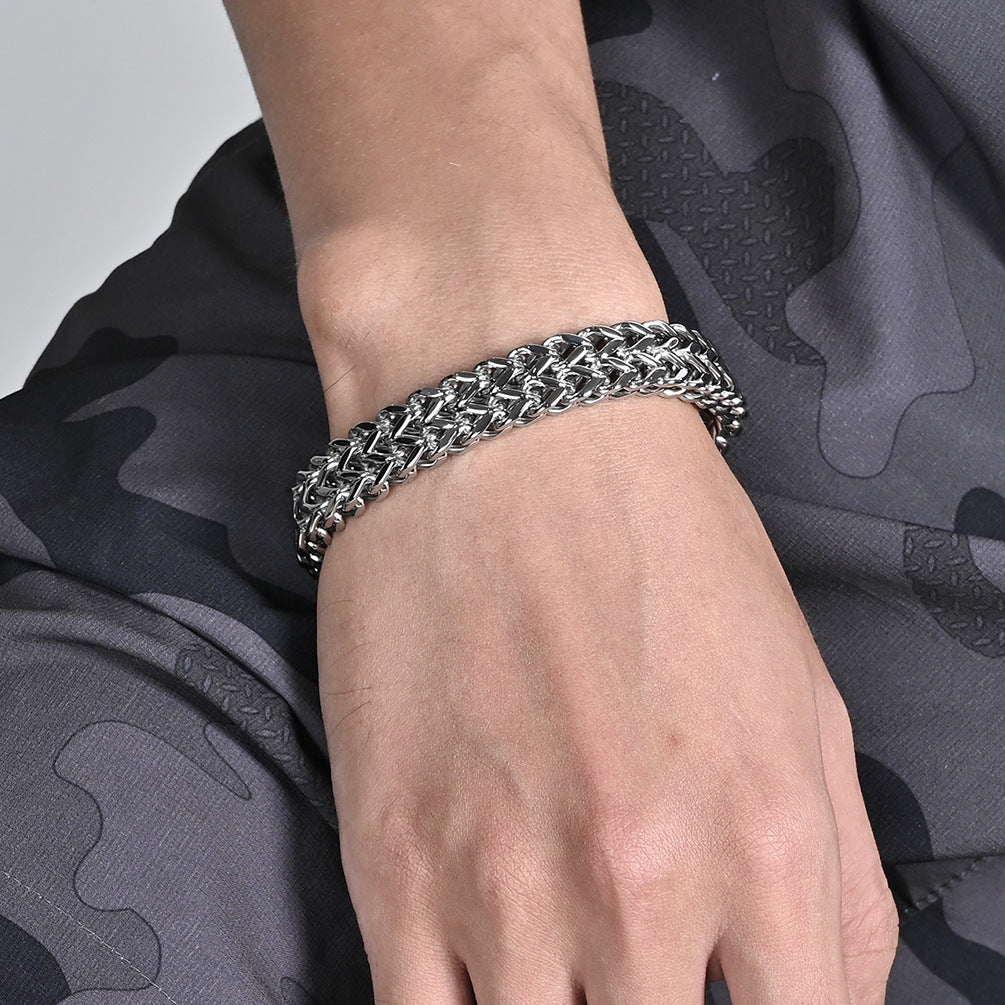 Man Wearing Mens Double Curb Bracelet