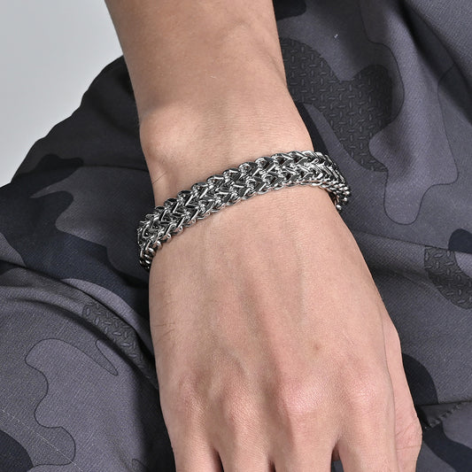 Man Wearing Mens Double Curb Bracelet